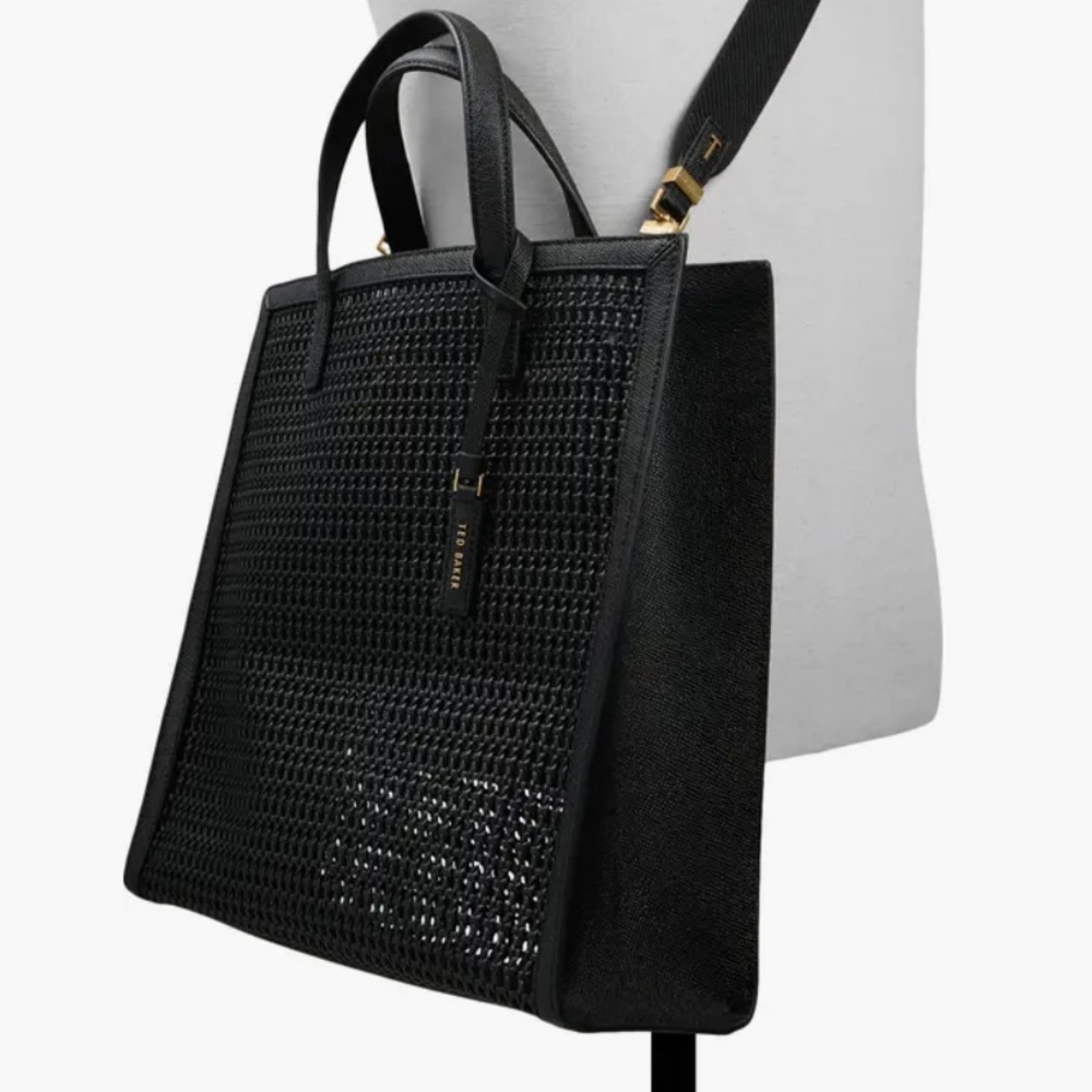 Ted Baker Black Geometric Leather Tote